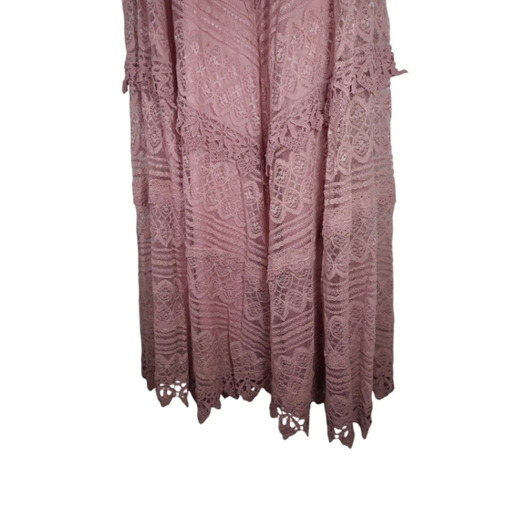 Lulus Beneath the Garden Arbor Dusty Rose Lace Maxi Dress Size Small - Picture 8 of 16